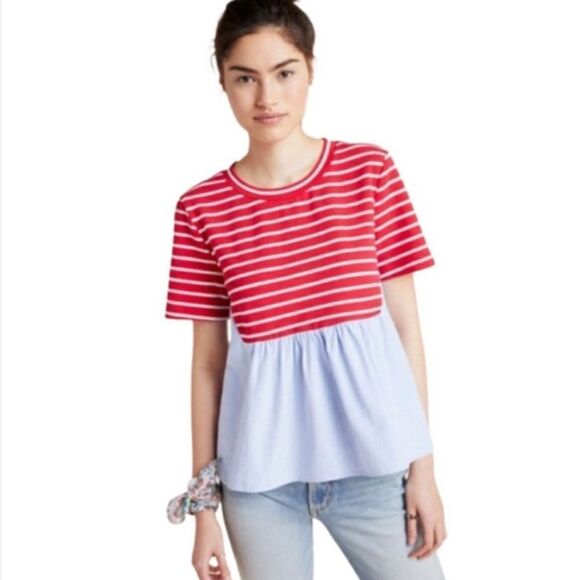 GUC Anthropologie Elias Striped Short Sleeve
Peplum Top (size Small) - Picture 2 of 8